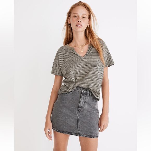 MADEWELL 🆕 NWT Rigid Denim High-Waist Gray Straight Mini Skirt Size 25 - Picture 1 of 8